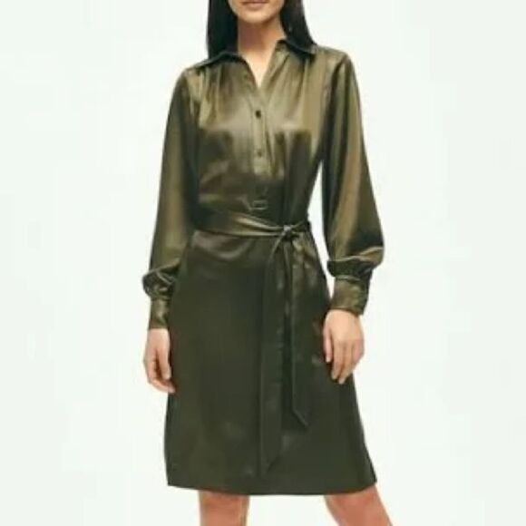 LAUNDRY by Shelli Segall Los Angeles 4 Olive Lace Up Dress - Picture 1 of 12